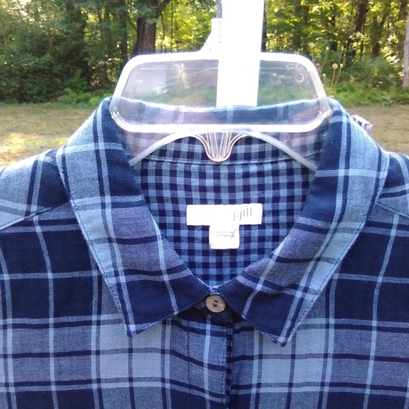 J. Jill Blue Flannel Shirt Size Small - Picture 4 of 6